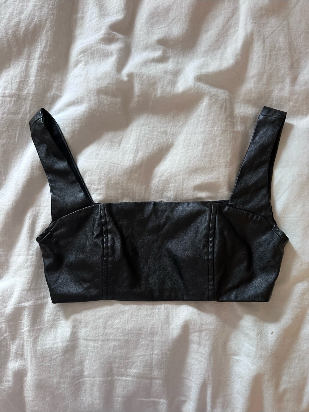 Black Leather Mini Top